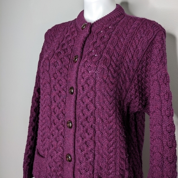 Shannon Woolen Mills purple wool button up cardigan sweater S - Picture 5 of 9